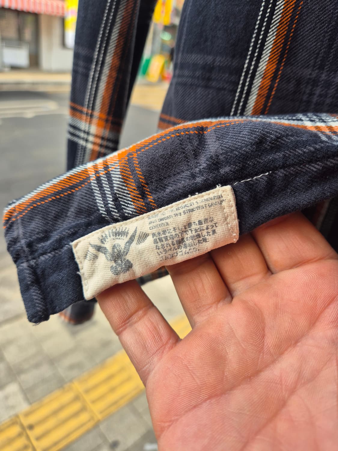 슈퍼드라이(Superdry)의 오렌지 네이비 체크 셔츠 - S 상품이미지6