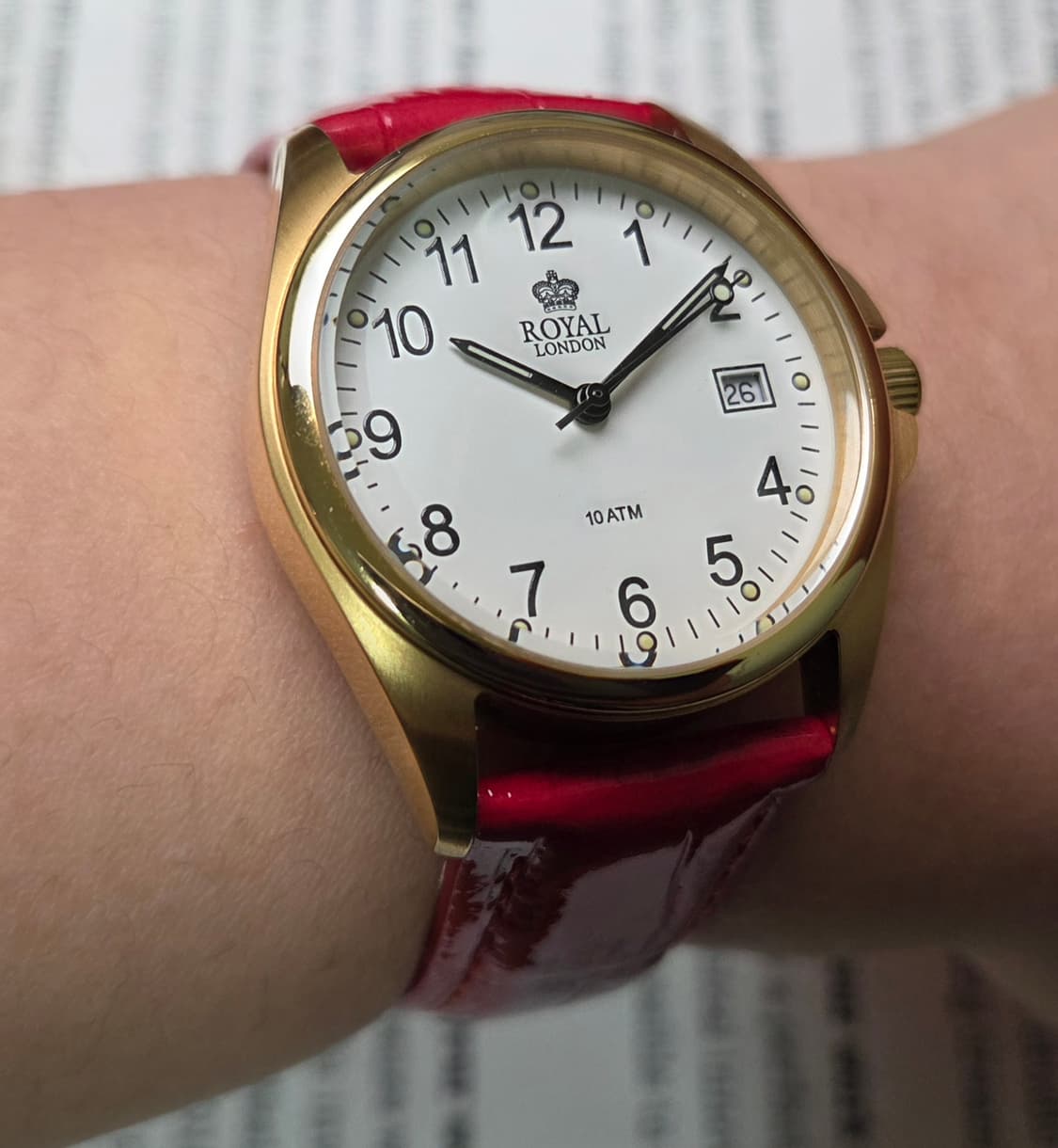 빈티지 로얄런던 아라빅숫자 레일로드 화이트다이얼 올금장 쿼츠  상품이미지10
