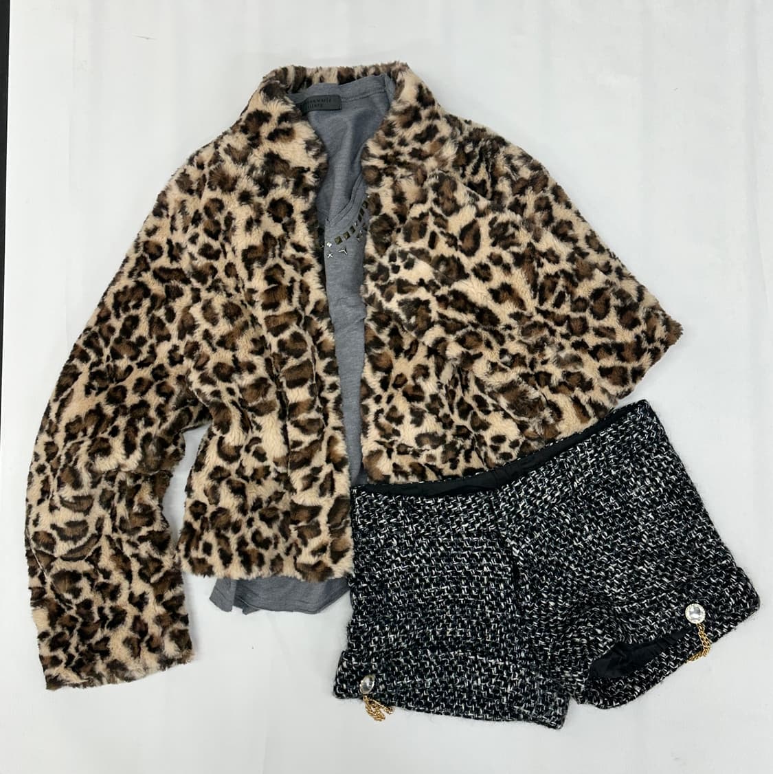 🖤나나깔 레오파드 퍼 오네갸루 코디세트🖤로맨틱 호피 숏팬츠  상품이미지2