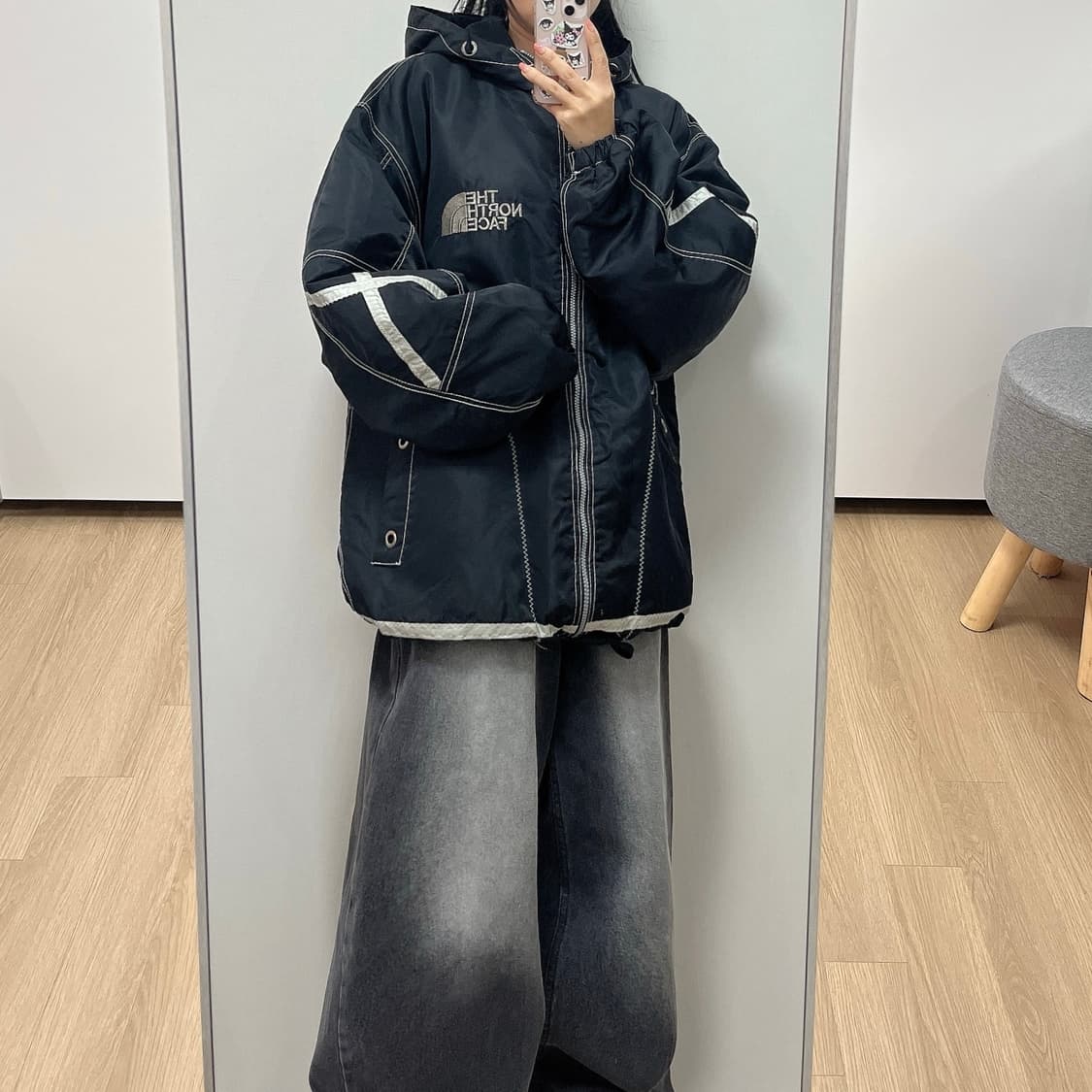 노스페이스 80s 실버 자수로고 누빔안감 윈드브레이커 자켓 상품이미지1