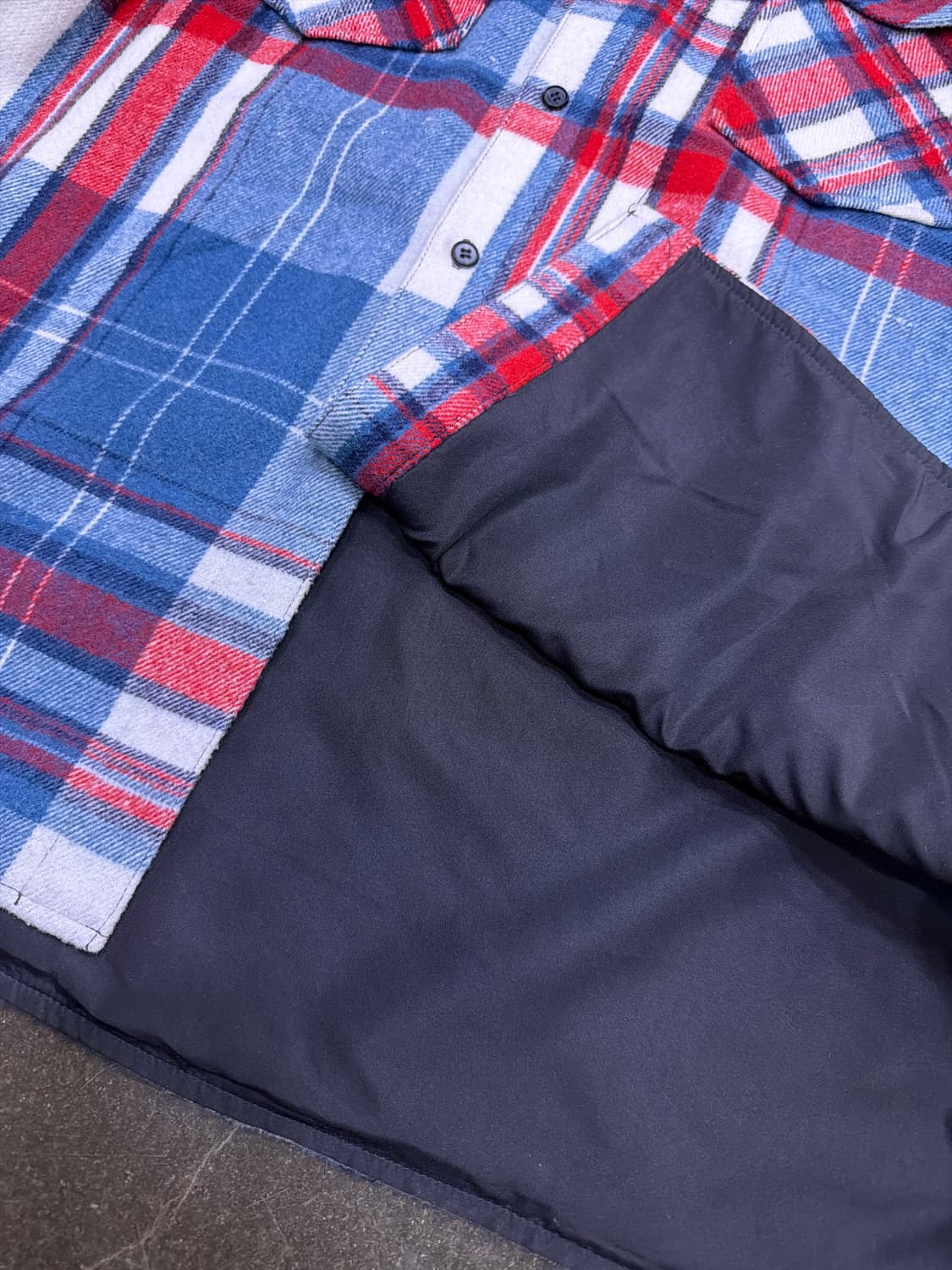 Well 블루 체크 오버핏 헤비울 셔츠자켓 셔켓 48 상품이미지4