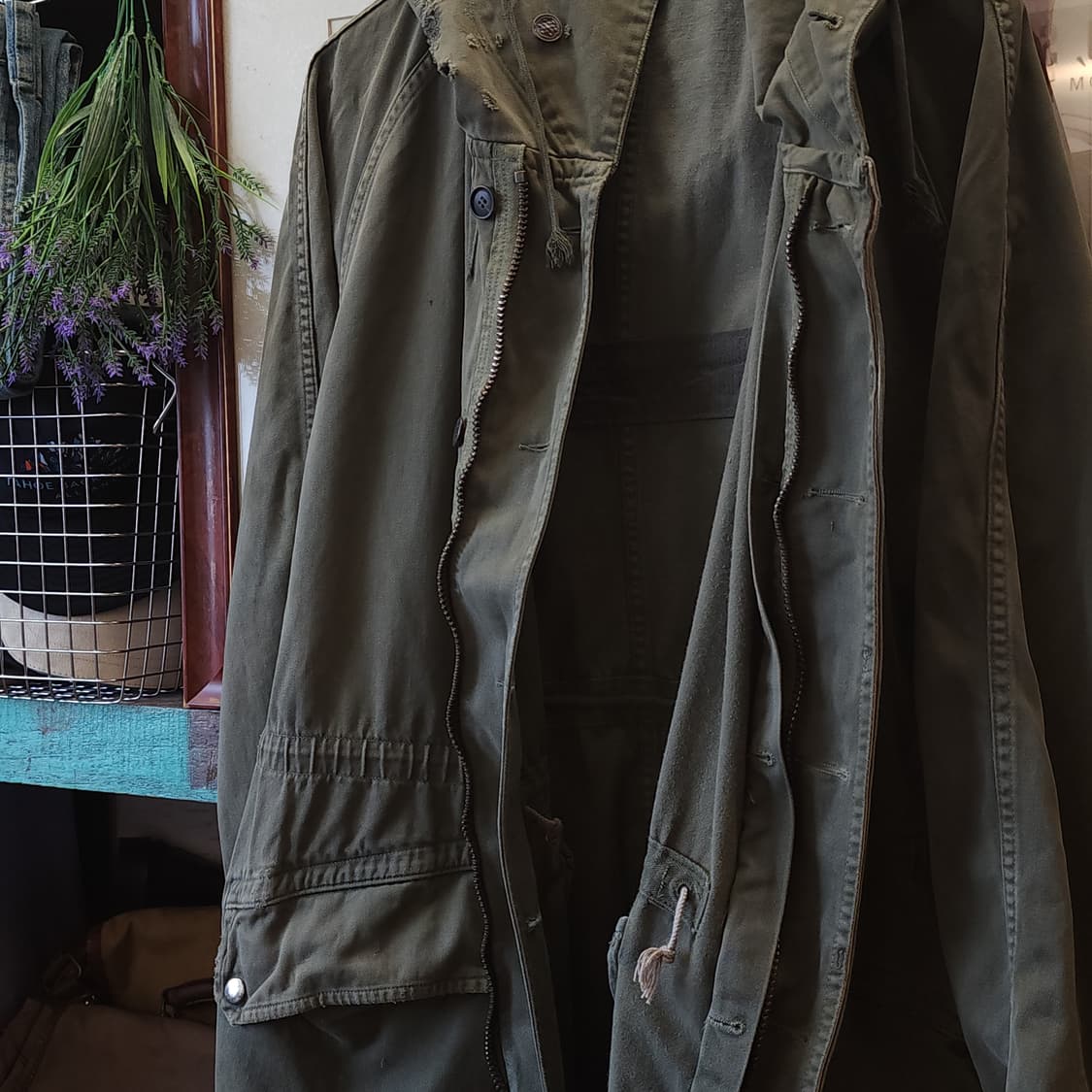 빈티지 프랑스군 m64 밀리터리 모즈파카 올리브 그린 페이딩 92c 상품이미지10