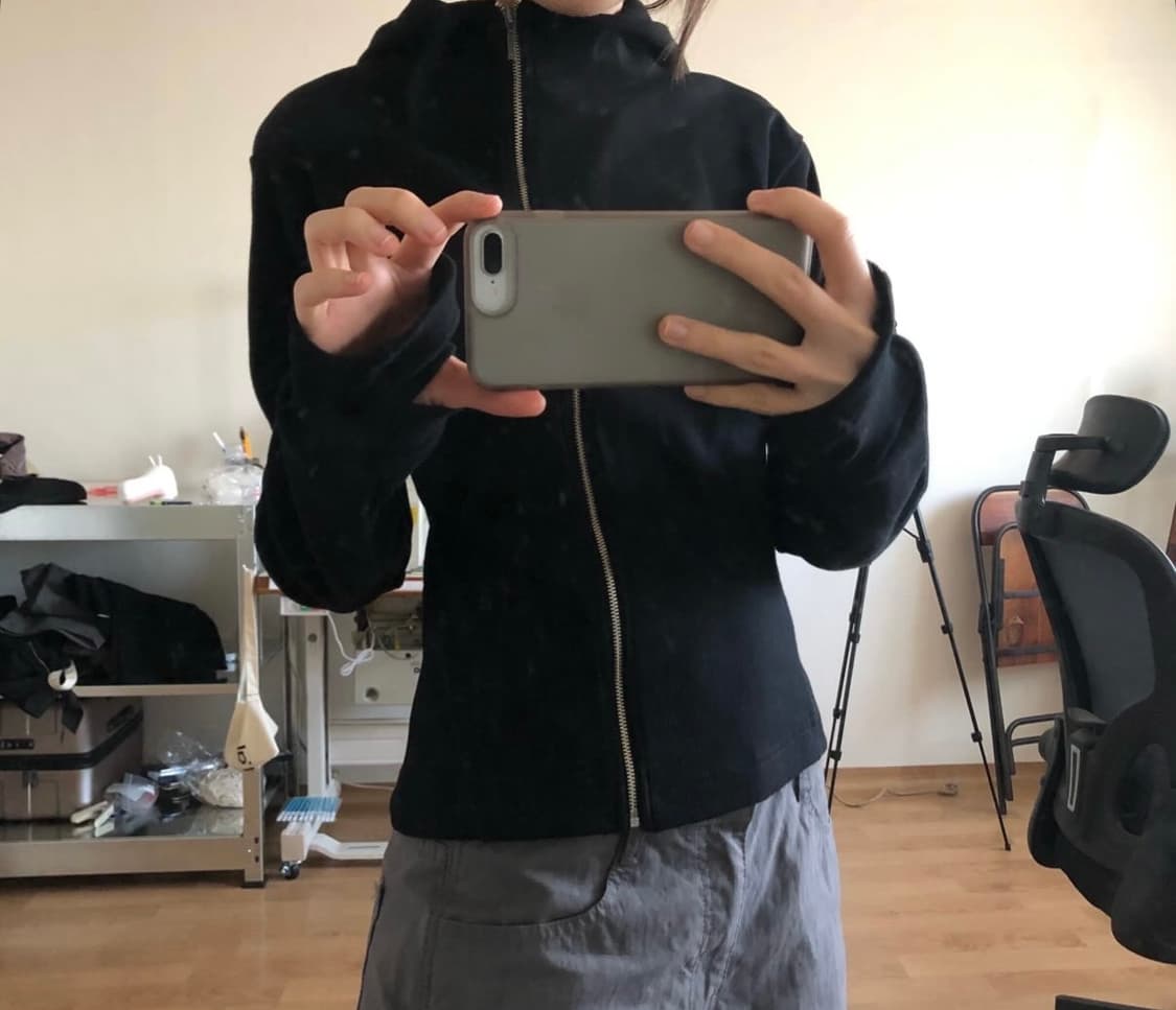 스웨이드 사이드 지퍼 집업 블랙 s 상품이미지5