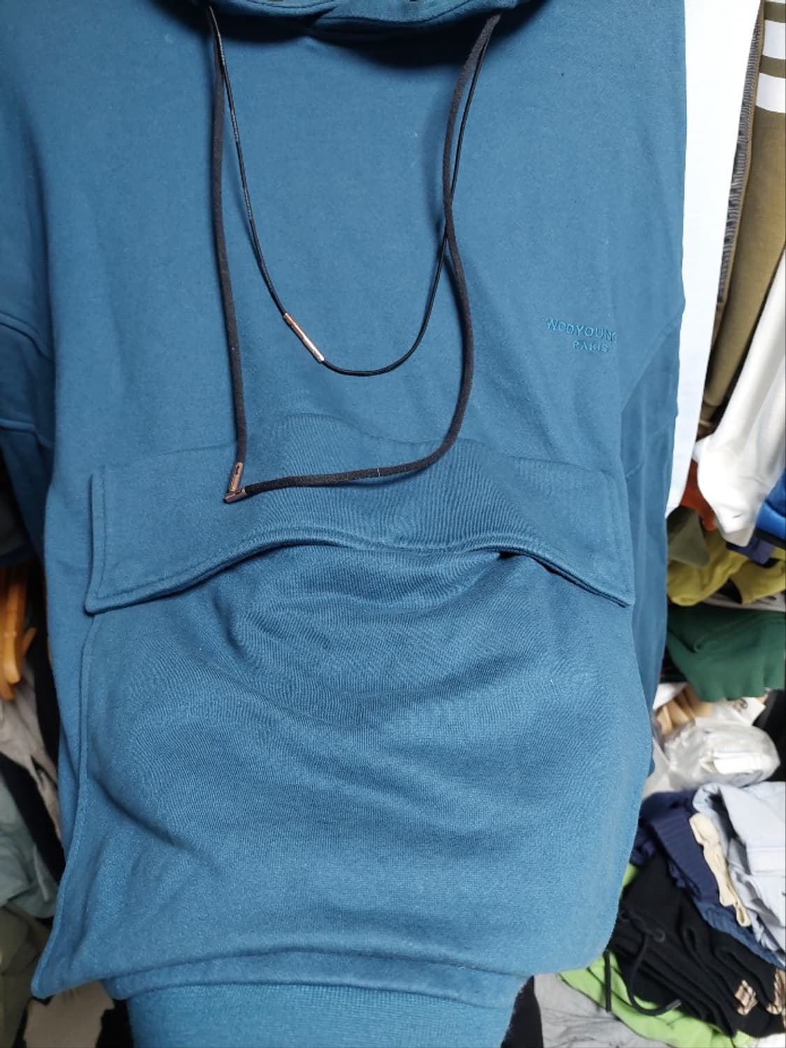 우영미 앞포켓 캥거루 후드 48 블루 상품이미지10