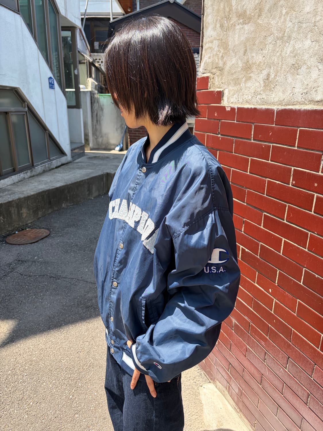 00s Champion 나일론 스타디움 자켓 XL  상품이미지4