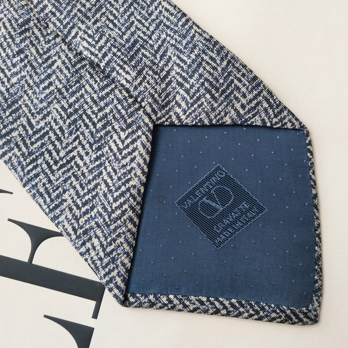 발렌티노 실크 베이지 자카드 패턴 넥타이 9.9cm A+등급 K2194 상품이미지6