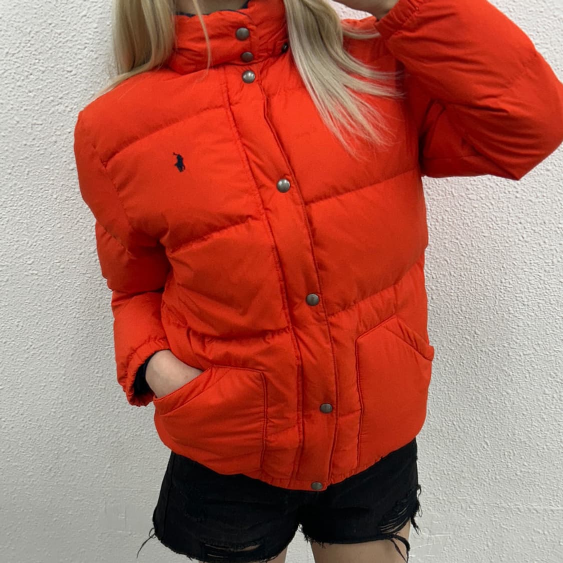 폴로 랄프로렌 네이비포니 오렌지 패딩 L 상품이미지2