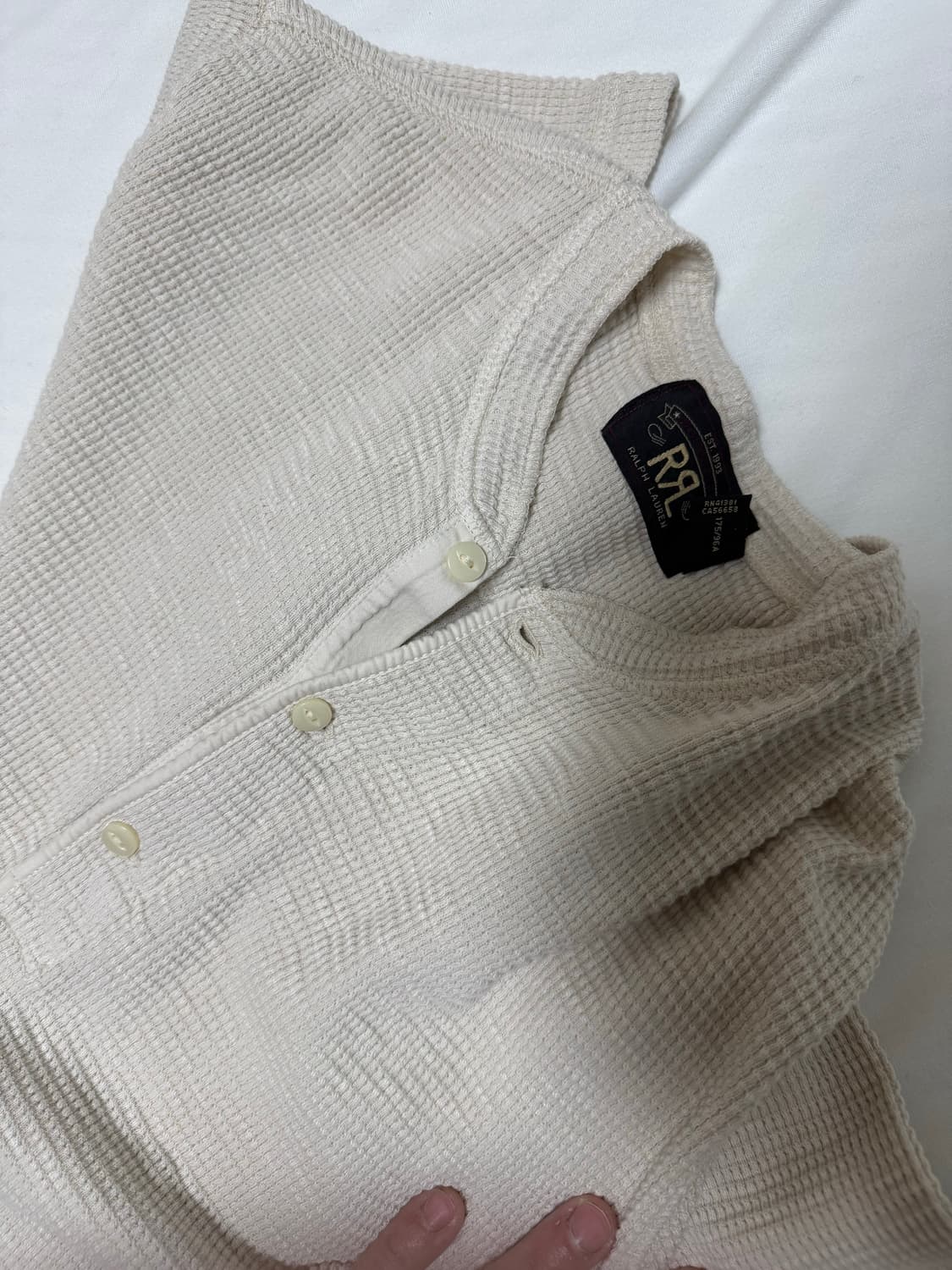 더블알엘 와플 니트 헨리넥 반팔 티셔츠 상품이미지4