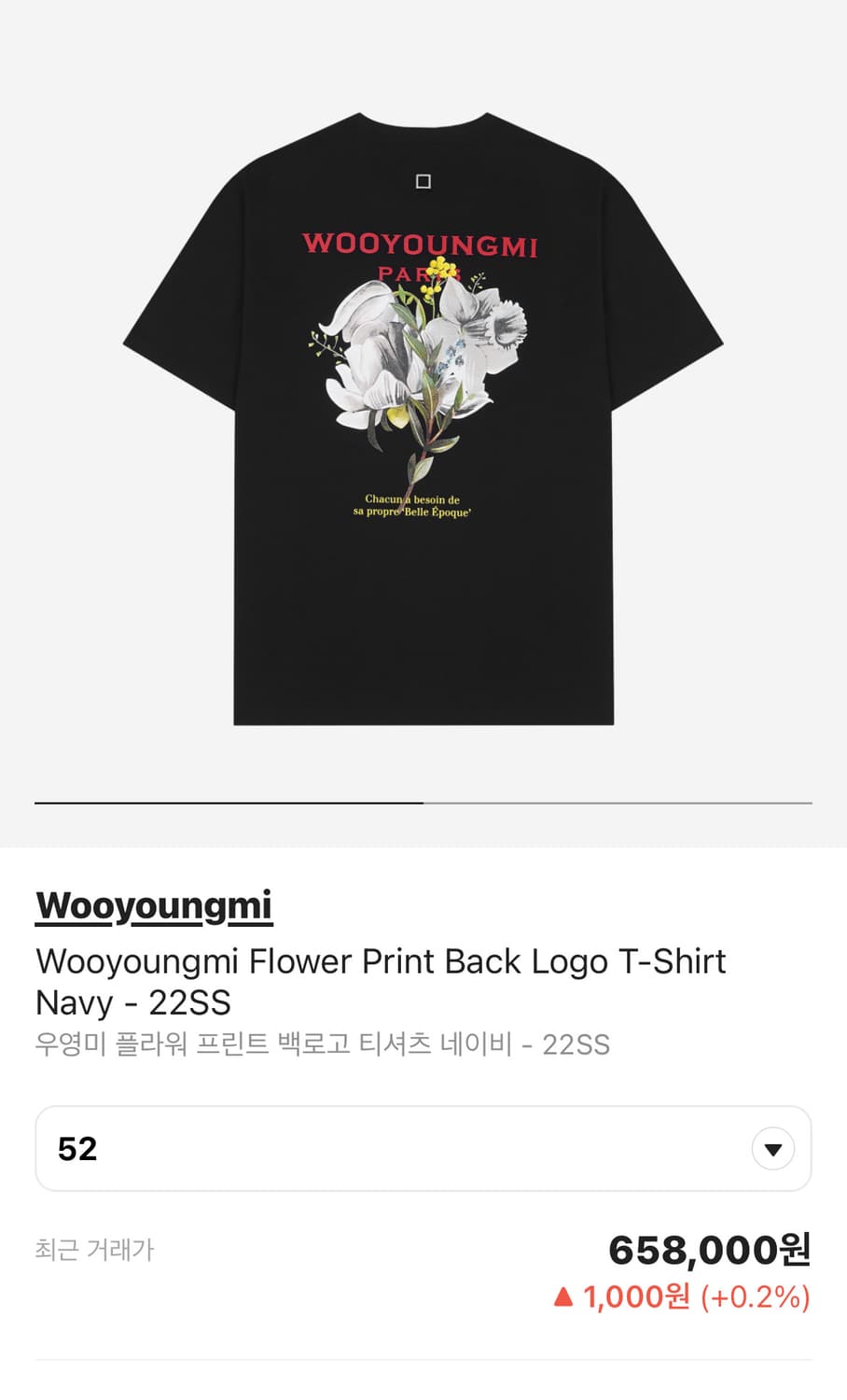 우영미 22ss 네이비 발색 플라워 티셔츠 52 상품이미지4