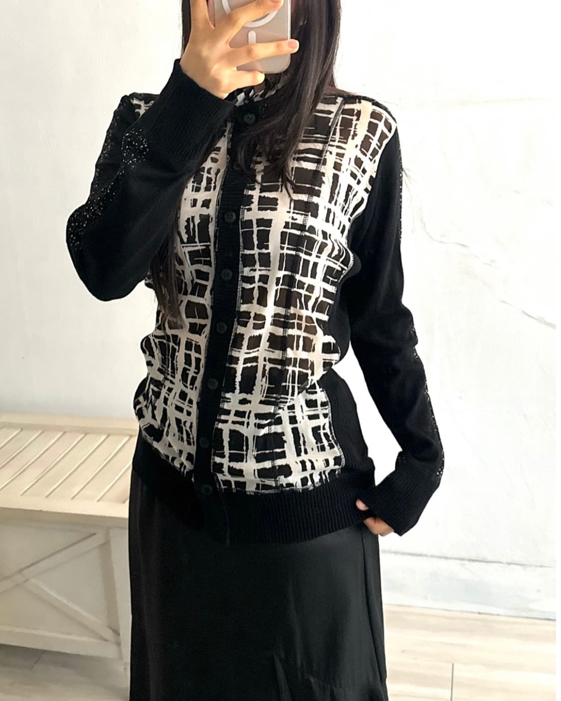 Black Graphic Knit mesh zip-up 상품이미지7