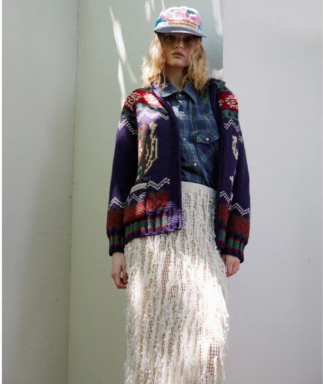 빈티지 노르딕 웨스턴 코위찬 니트 집업 상품이미지1