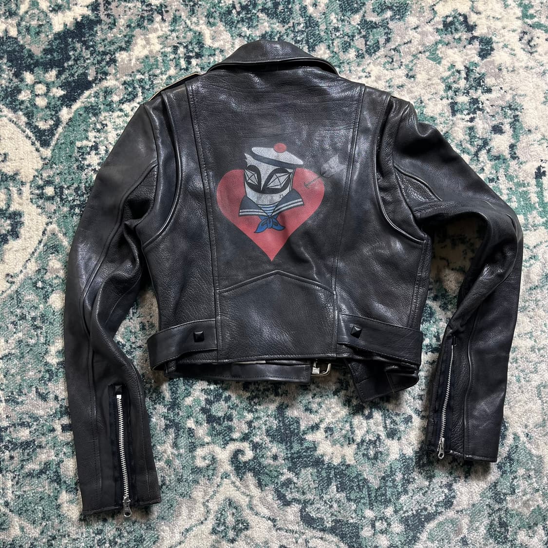 Jardin 쟈뎅 드 슈에뜨 가죽 라이더 바이커 자켓(S) 상품이미지5