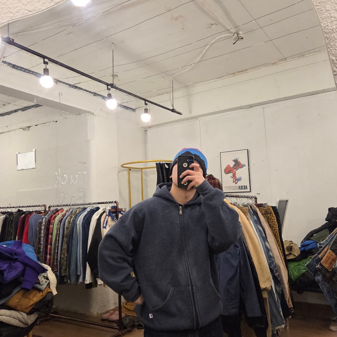 90s 빈티지 러셀 후드집업 네이비 XL 상품이미지10