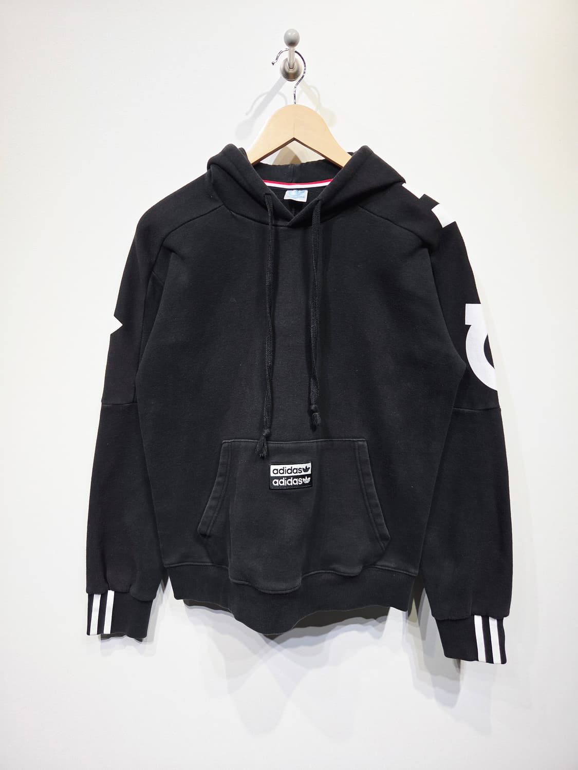 아디다스 블랙 기모 후드티 트레포일 로고_M 상품이미지2