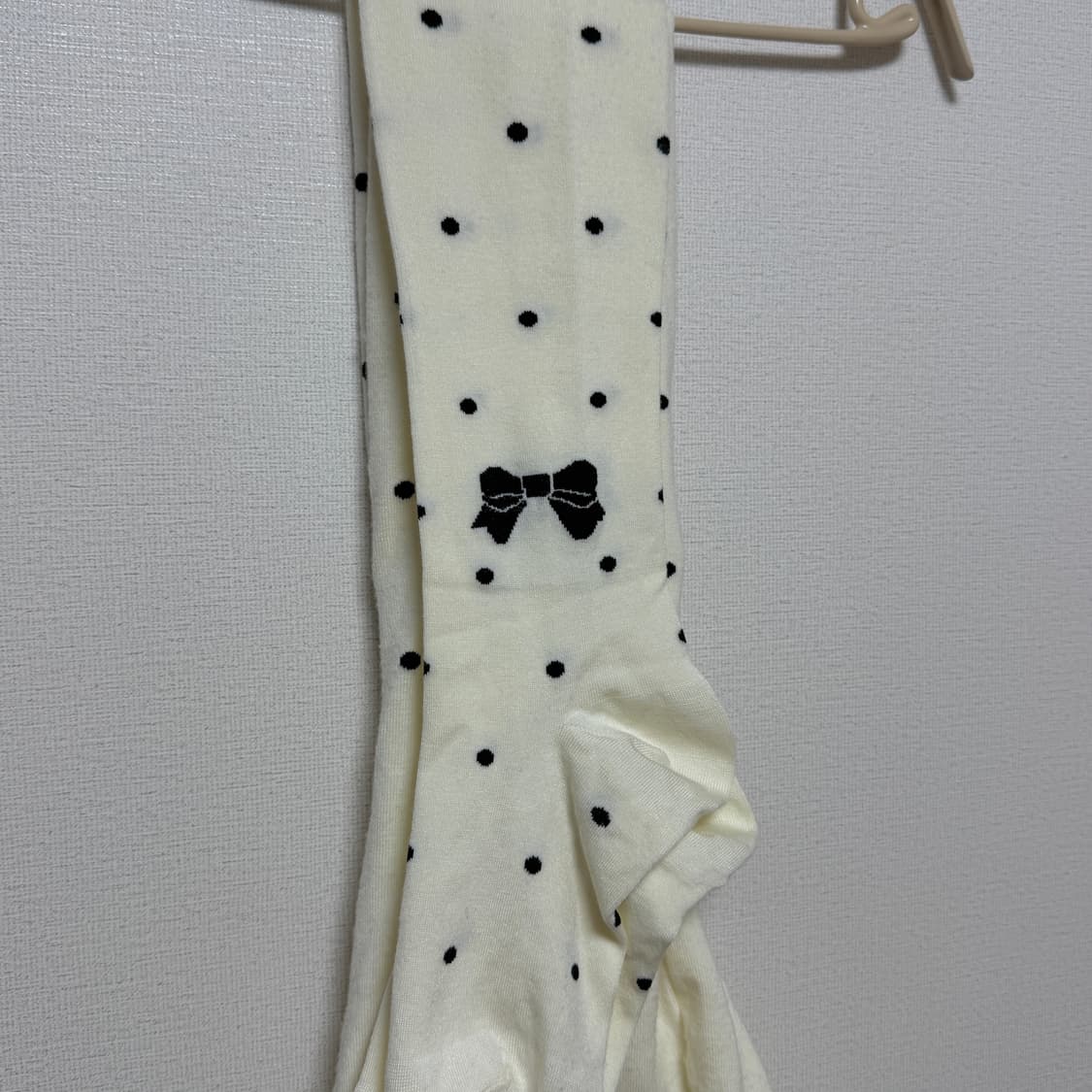 아이보리 도트 리본 타이즈 상품이미지1