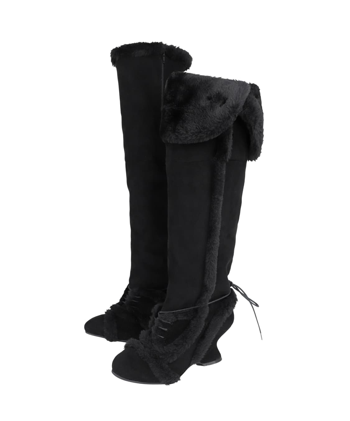 OJOS Asym Shearling Wedge Boot black 250 상품이미지1