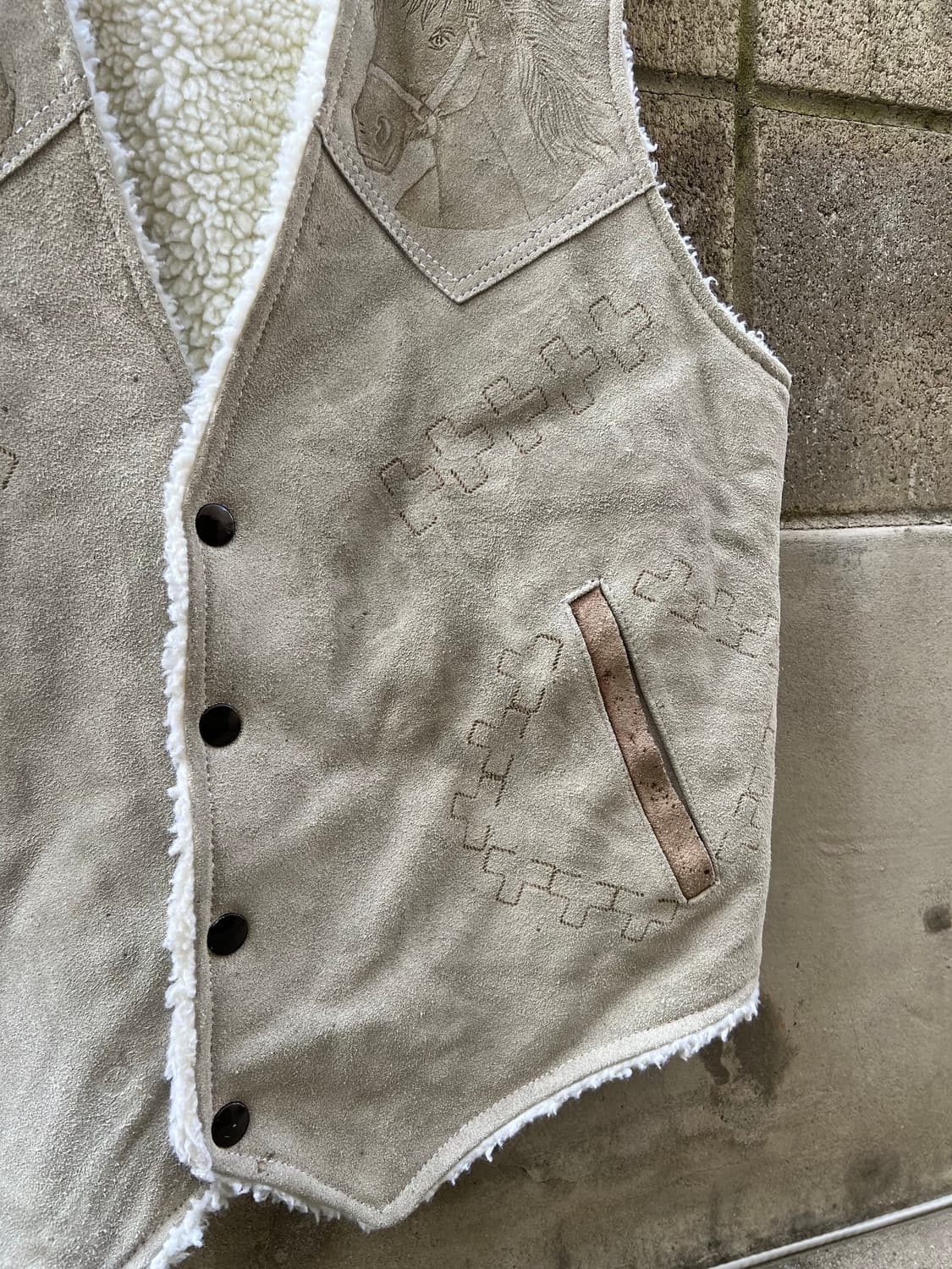 1970s SUEDE WESTERN SHERPA 스웨이드웨스턴베스트 상품이미지5