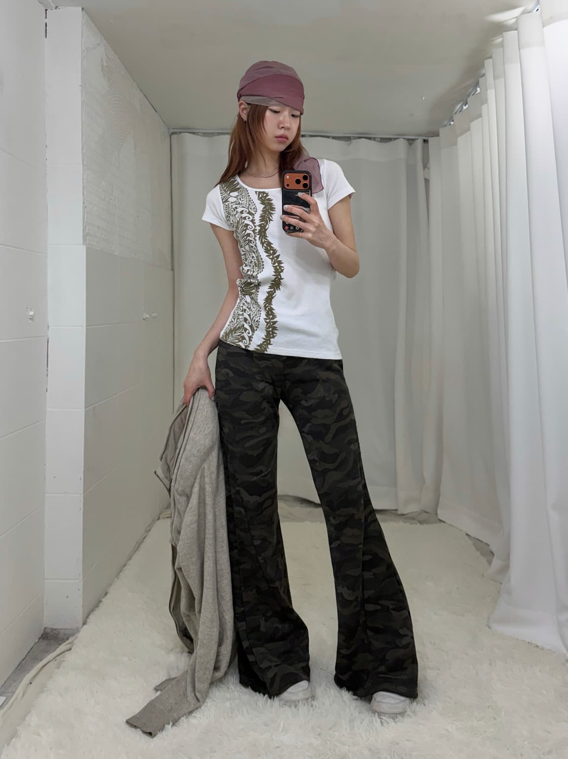 빈티지 카모 그런지 부츠컷 y2k 코디 세트 상품이미지3