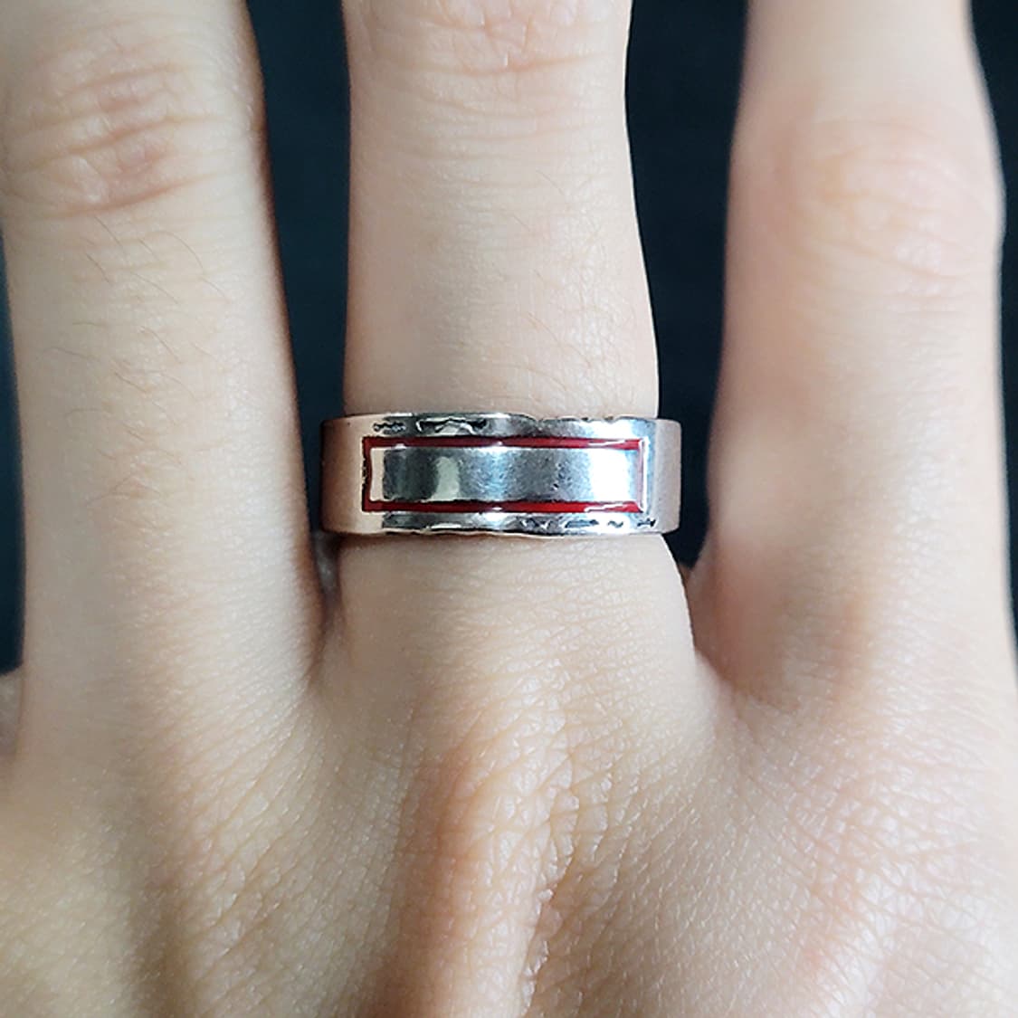 Crimson 실버 남자 엔틱 빈티지 명품 레드 사각 스퀘어 반지 상품이미지7