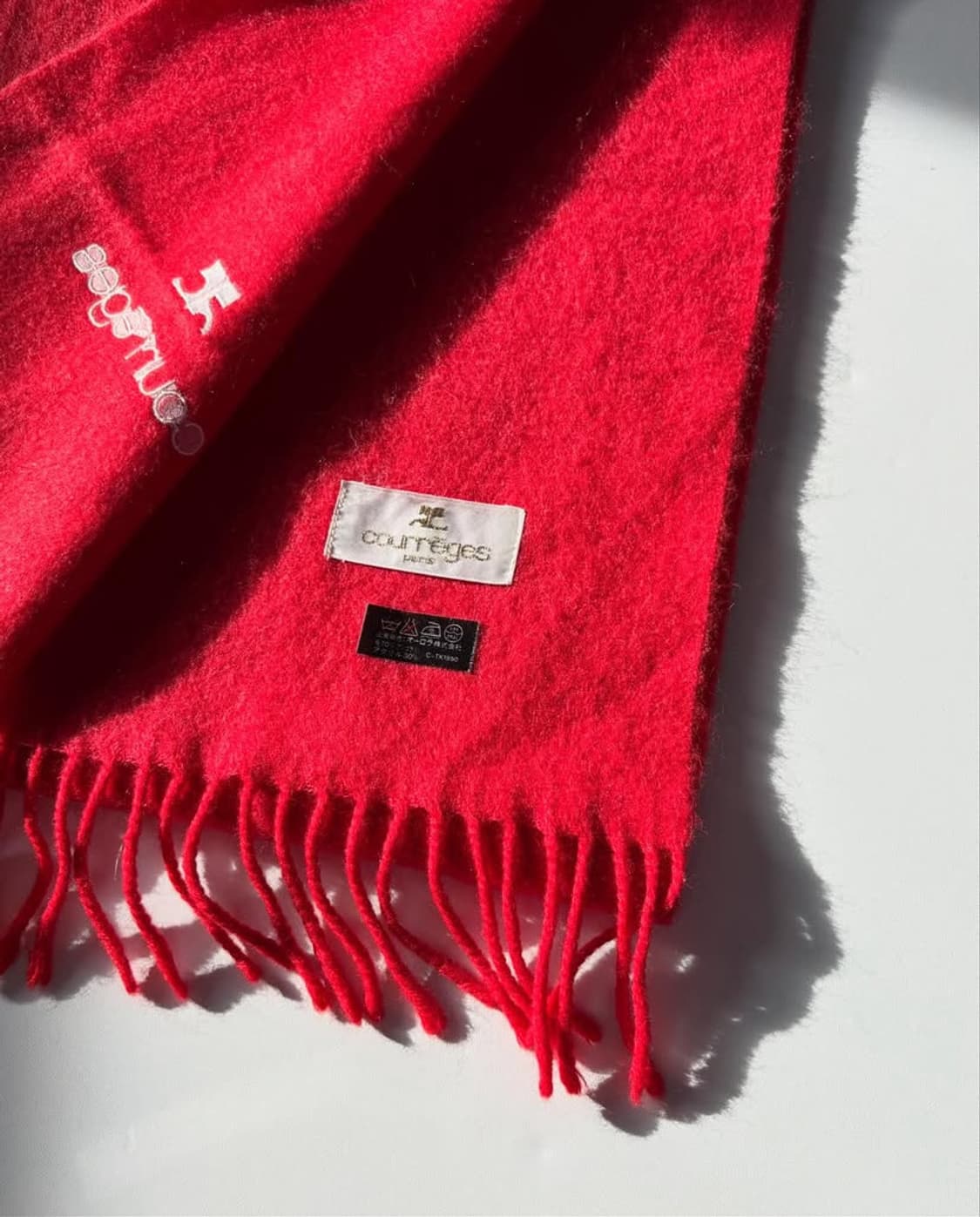 Courreges 꾸레쥬 앙고라혼용 레드컬러 머플러  상품이미지5