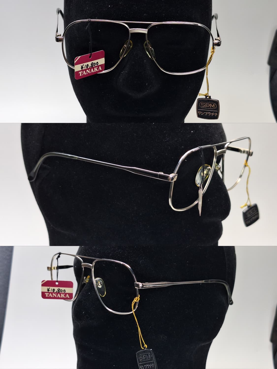 80s 일본제 빈티지 데드스톡 미사용/SPM 선플래티늄 투브릿지 안경테 상품이미지8