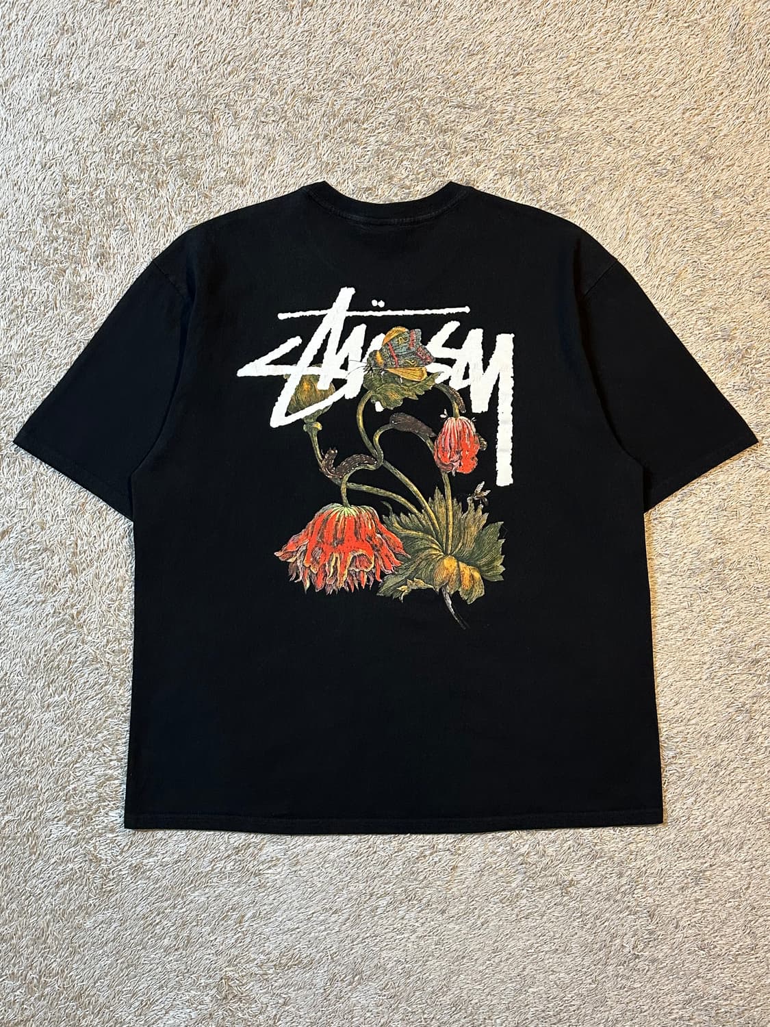 스투시 STUSSY 위더드 플라워 반팔 티셔츠 블랙 상품이미지1