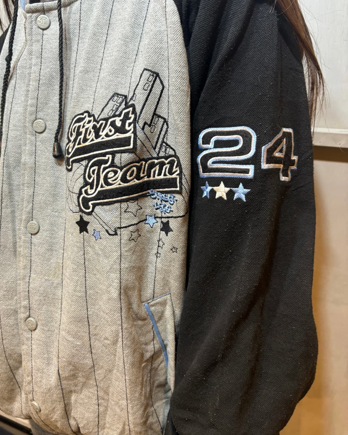 90s Vintage Hooded Varsity Jacke 상품이미지6