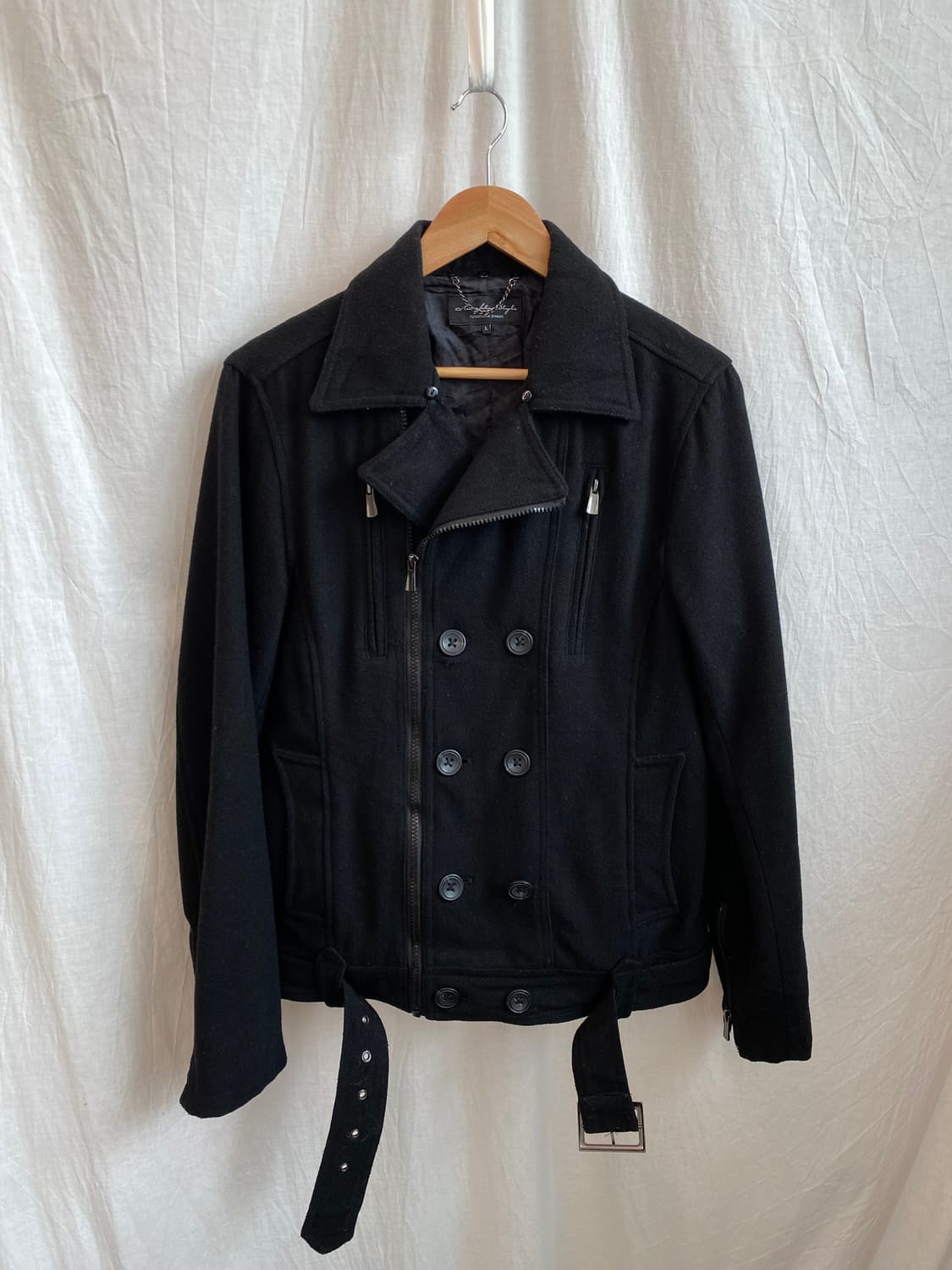 블랙 울혼방 피코트(M-L) 상품이미지1