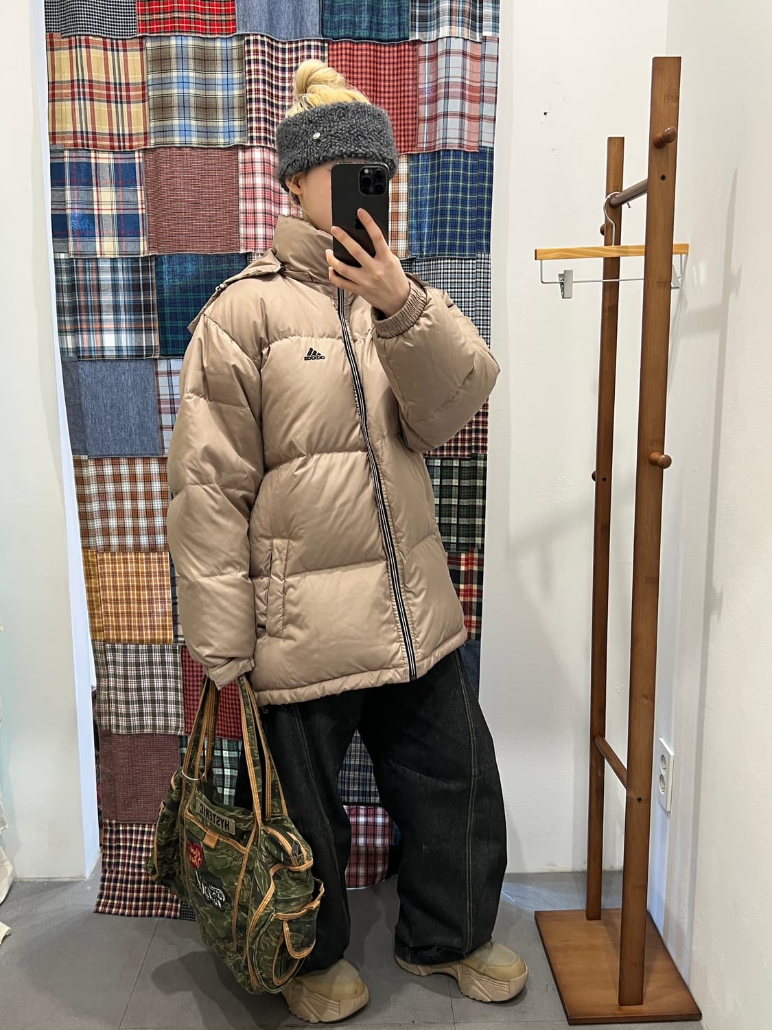 아디다스 베이지 퀄팅 패딩 상품이미지5