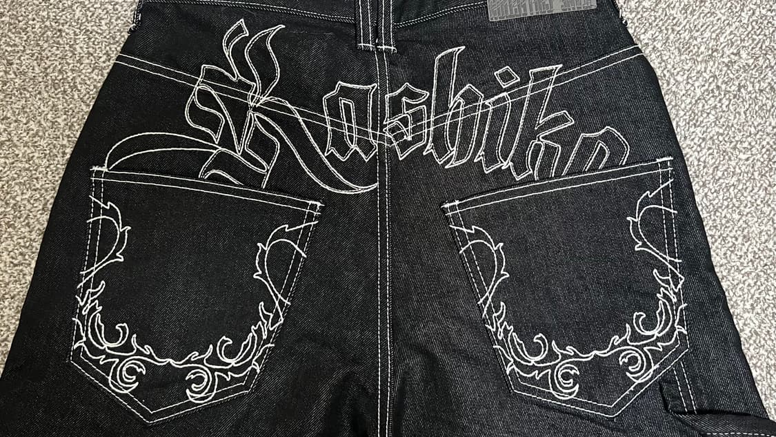 카시코 자수 논페이드 데님 팬츠 블랙 (26인치 수선) 상품이미지4