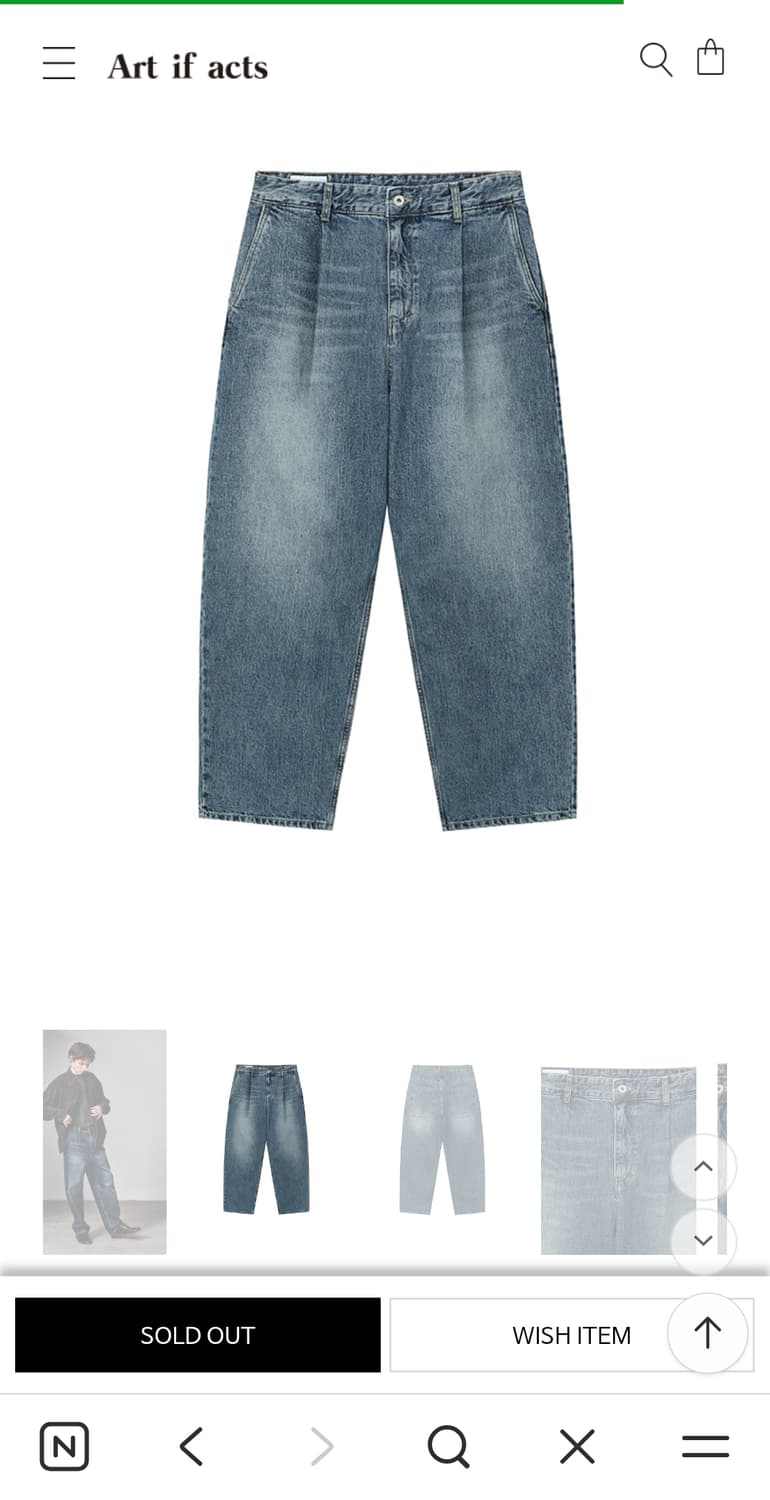 아트이프액츠 One Tuck Curve Denim Pants M 상품이미지2