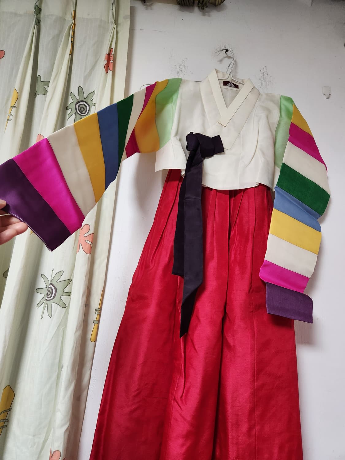 금단제 한복 풀세트 색동 저고리 붉은 치마 90~95 상품이미지2