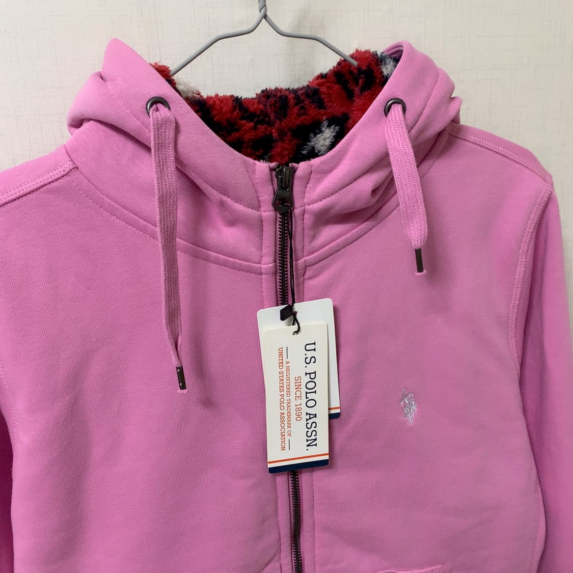 새상품 us 폴로 정품 핑크 코튼 기모 후드집업 L 100 화이트라벨 상품이미지2