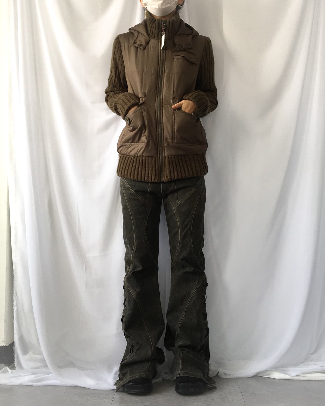 khaki high neck jacket 상품이미지5