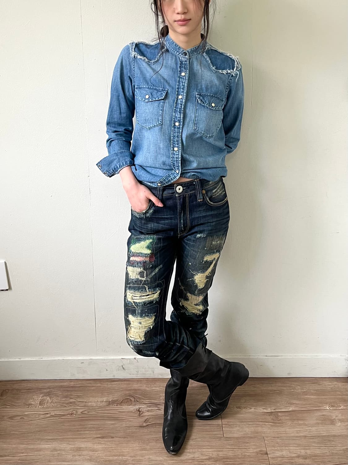 Levi’s 스티치 페인팅 데님 팬츠 상품이미지6