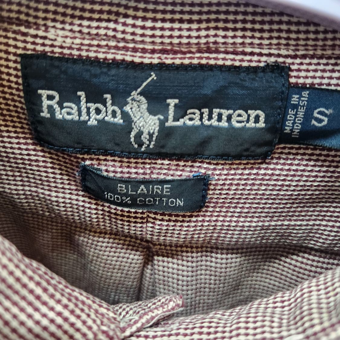 폴로 랄프로렌 깅엄체크 패턴 오버핏 셔츠 S(L) 상품이미지5