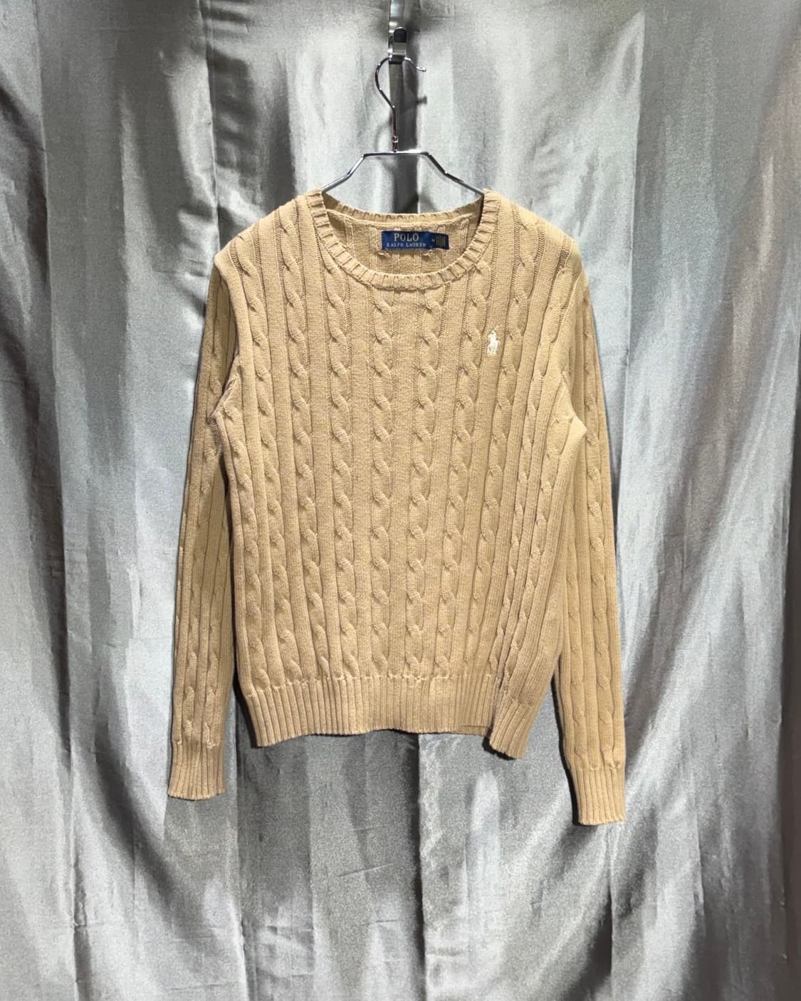 M 폴로랄프로렌 베이지 케이블 라운드 니트  상품이미지2