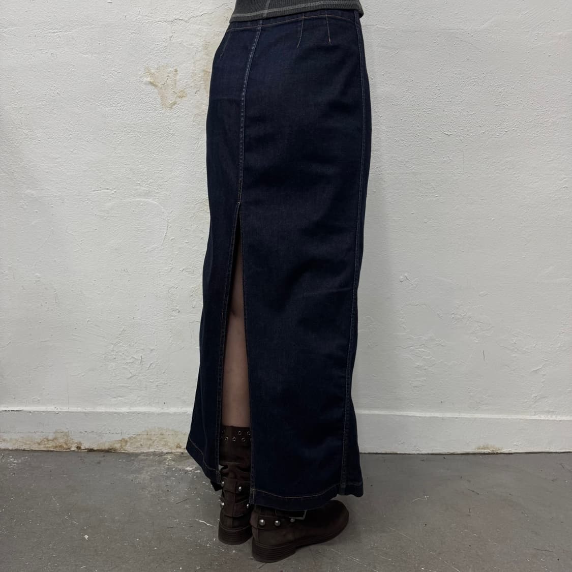 히스테릭글래머 히스테릭스 인디고블루 사이드 플라이버튼 슬릿 데님 롱스커트 상품이미지2