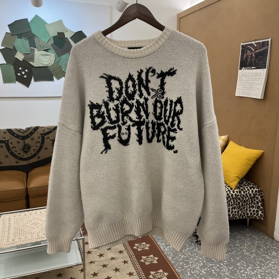 아조바이아조 스트릿 펑크 고딕 레터링 울 니트 L C10175 상품이미지3