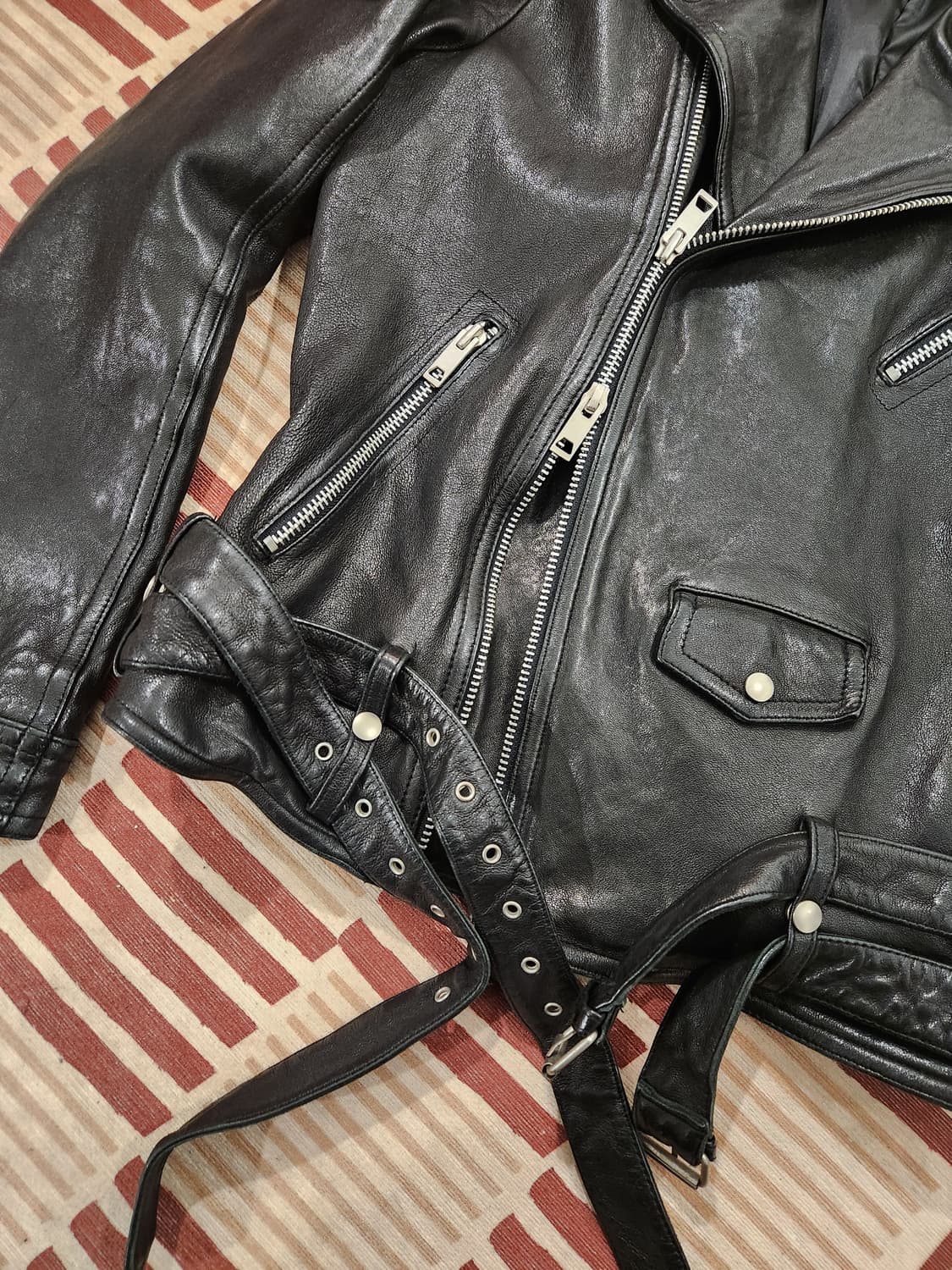 빈티지 램스킨 더블 라이더 가죽자켓 상품이미지3