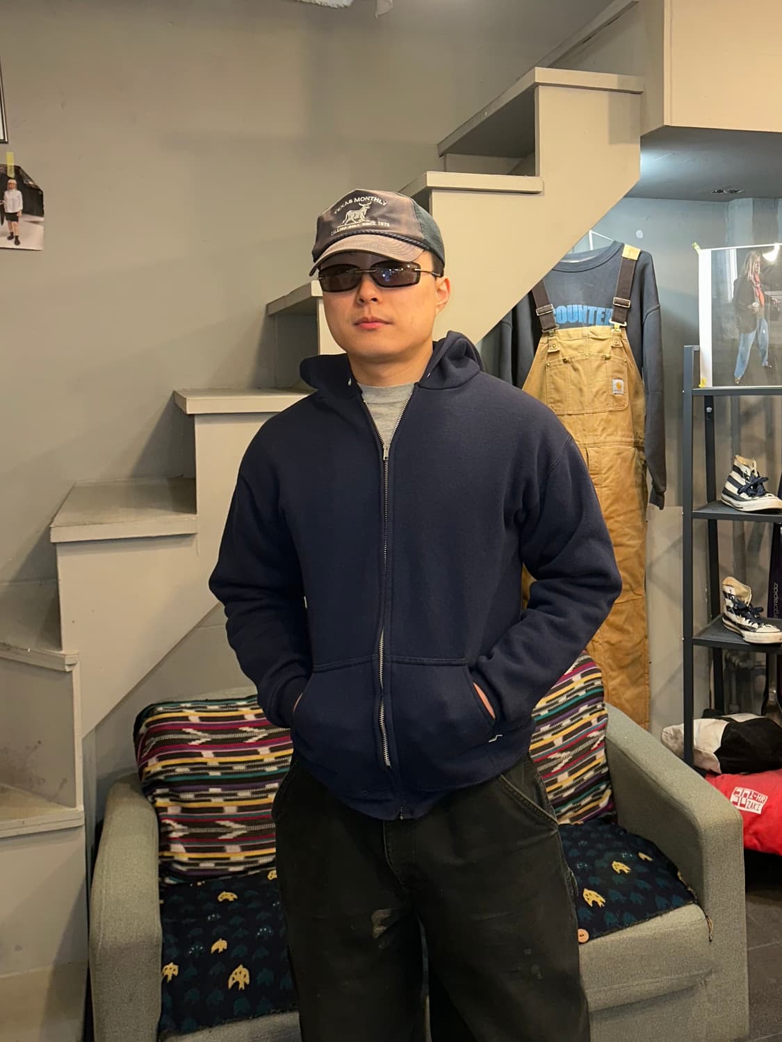 90’s Discus Athletic plain navy hood zip 상품이미지2