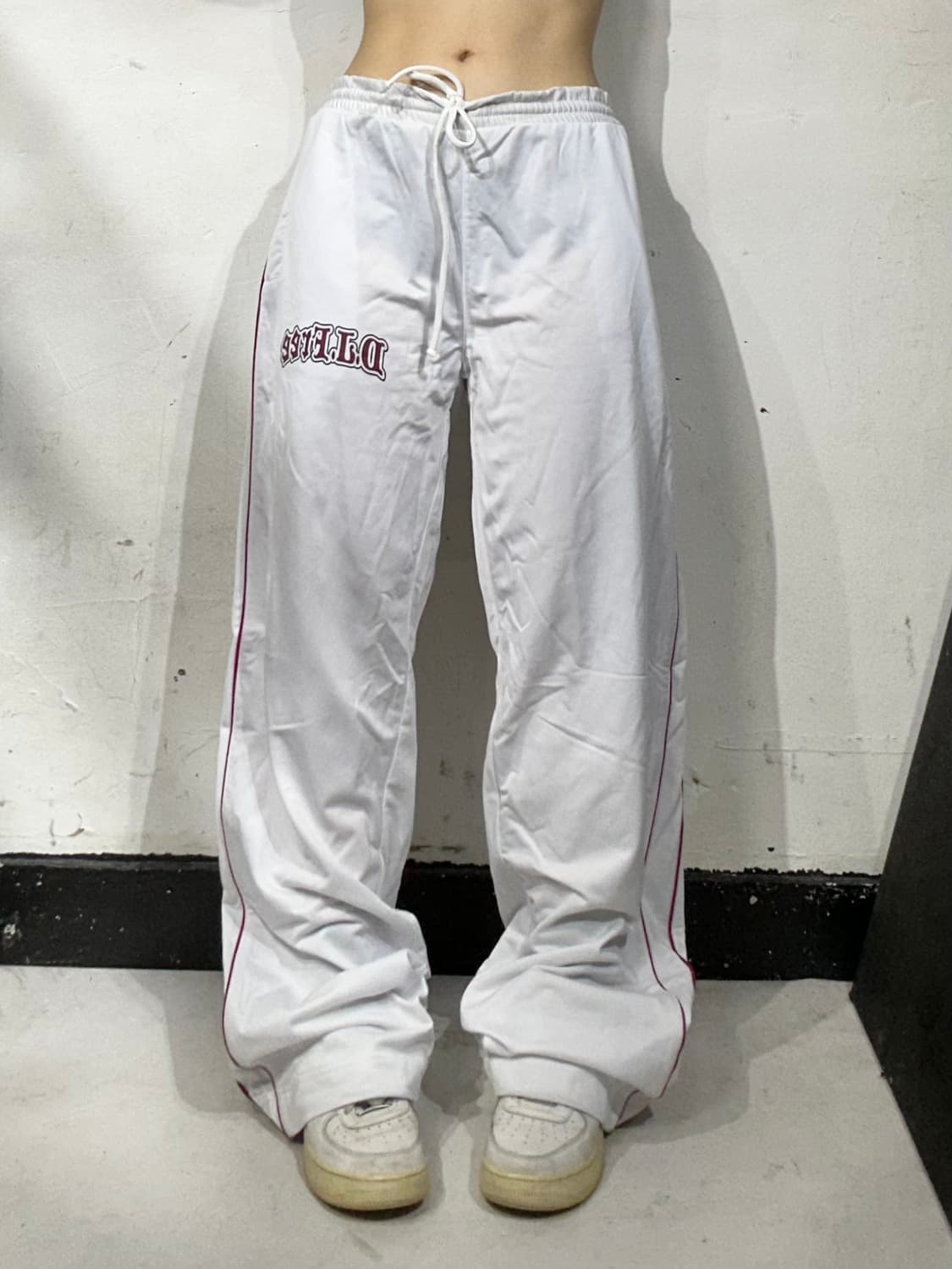 90s 일본 빈티지 화이트 올드스쿨 힙합 새깅 댄스 추리닝 트레이닝 팬츠 상품이미지2