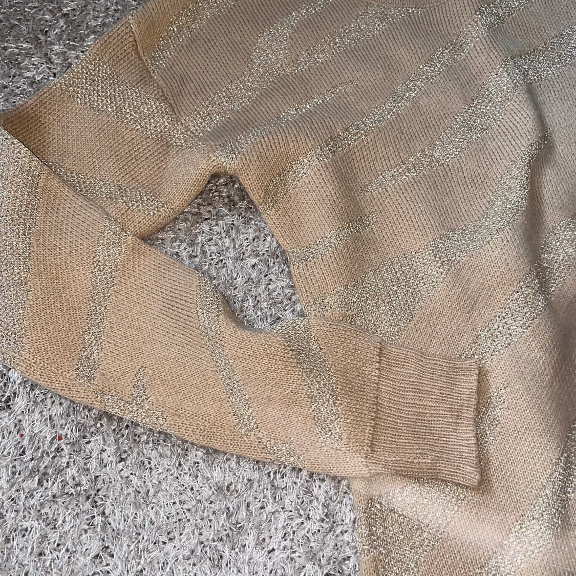 갸루 지브라 브라운 펄 니트 원피스 상품이미지4