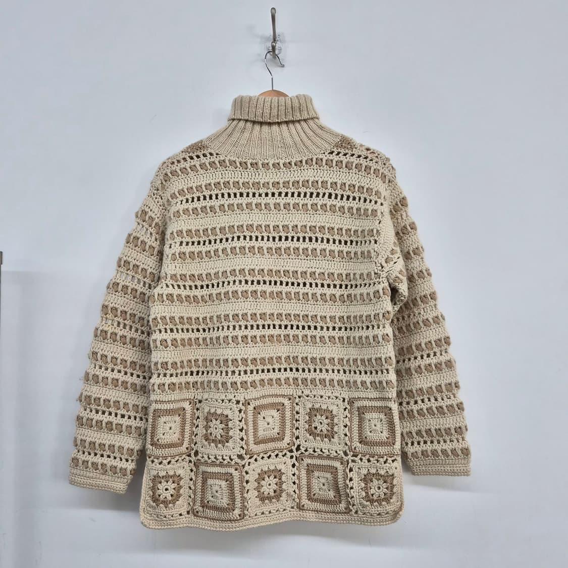핸드메이드 아이보리 빈티지 니트 스웨터 여성 M 상품이미지4