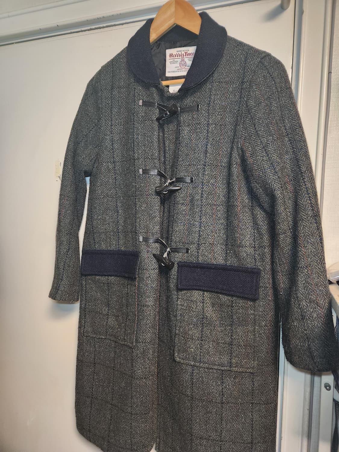 해리스트위드 체크 더플 코트 L 상품이미지1