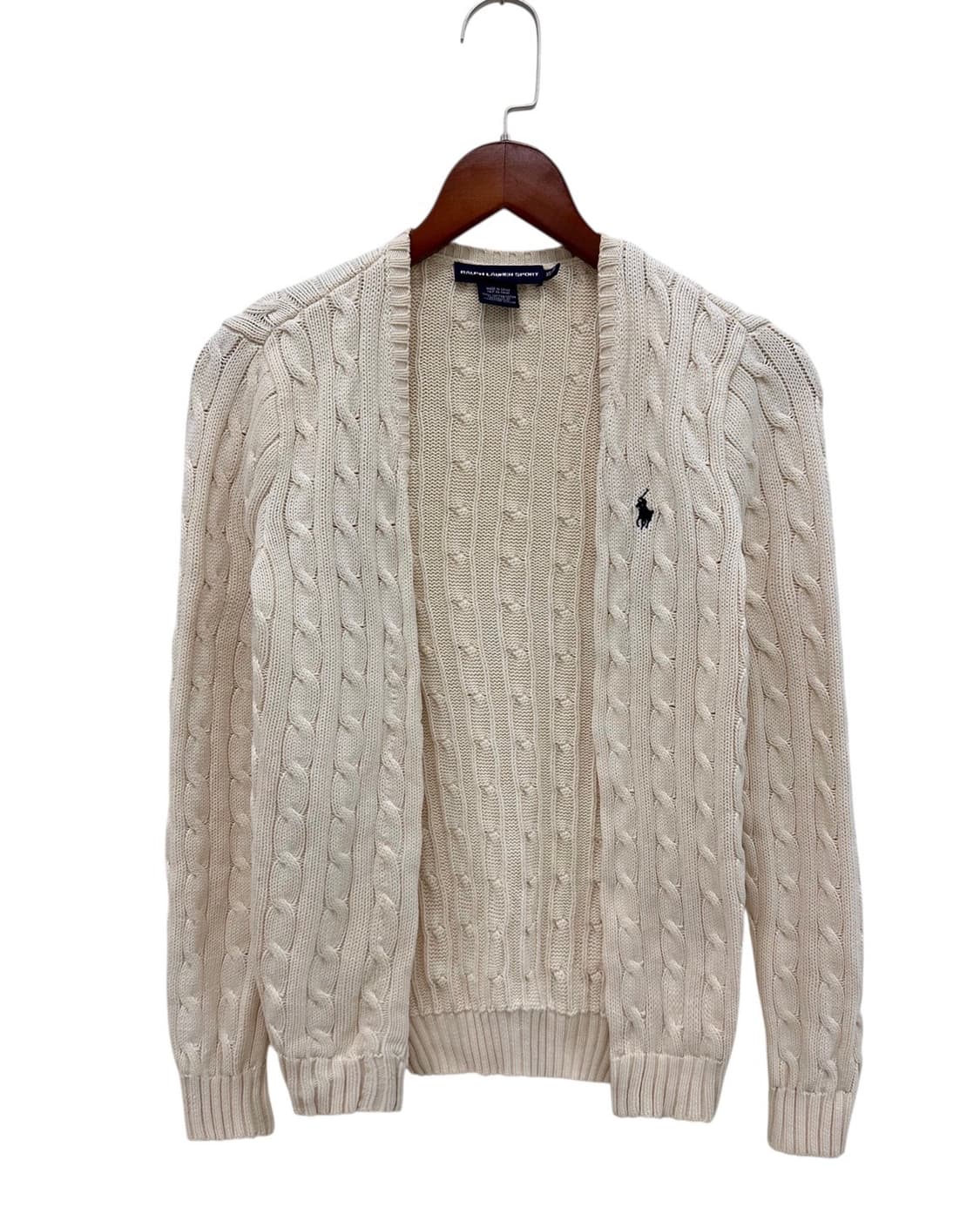 폴로 꽈배기 케이블 오픈 가디건 아이보리 (여성XS)  상품이미지1