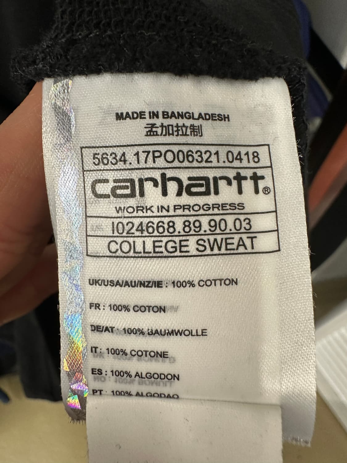 칼하트 WIP 블랙 프린팅 맨투맨 M 상품이미지6