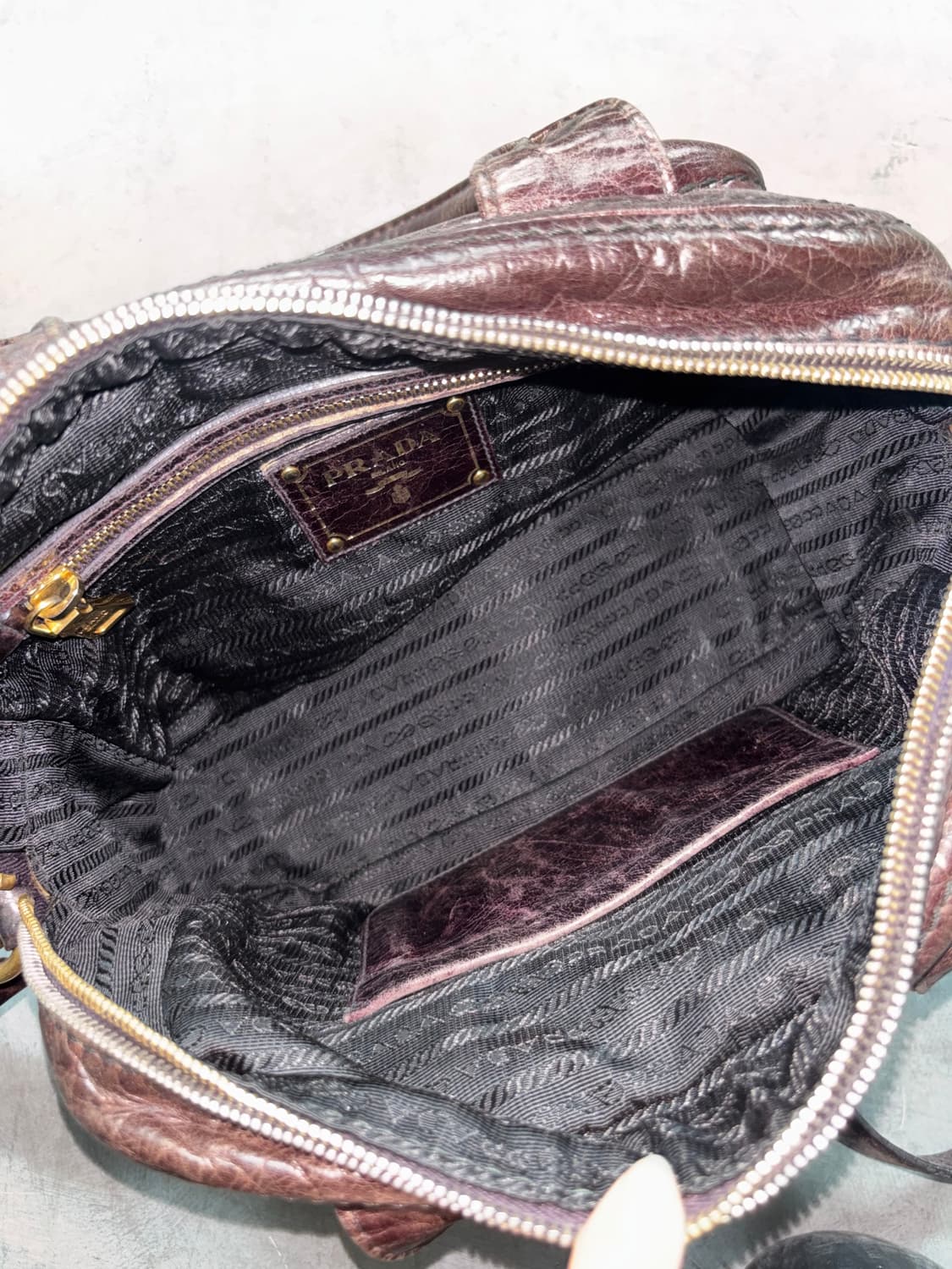 PRADA 프라다 다크 브라운 비텔로 샤인 카메라 2WAY 백 상품이미지8