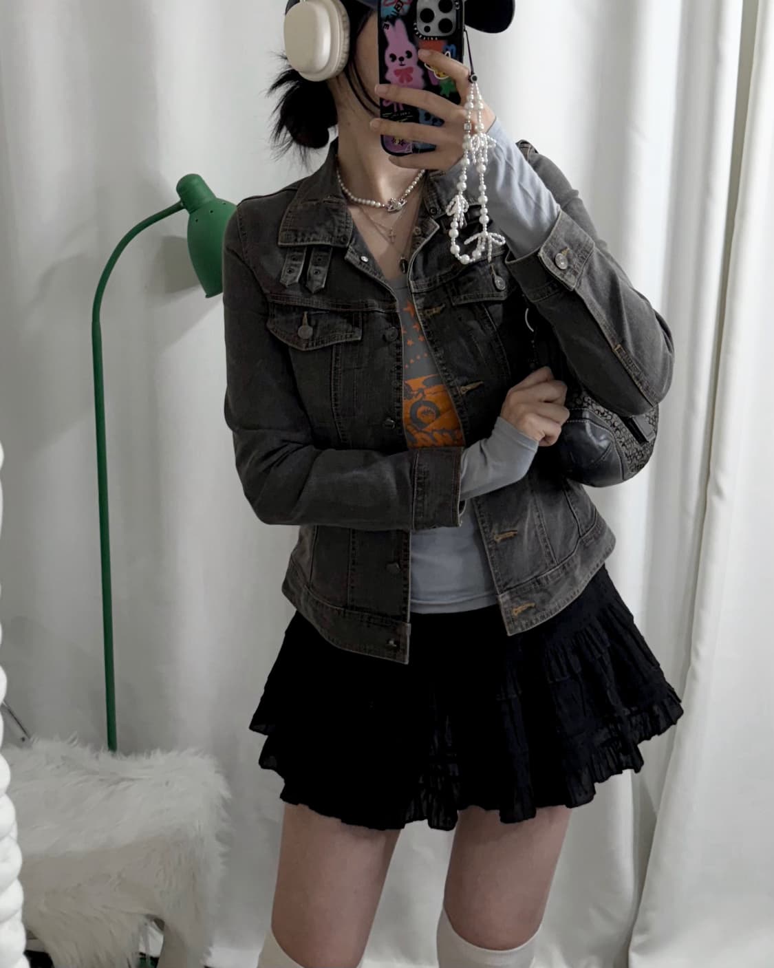 다크 그레이 넥 버클 데님 자켓 상품이미지1