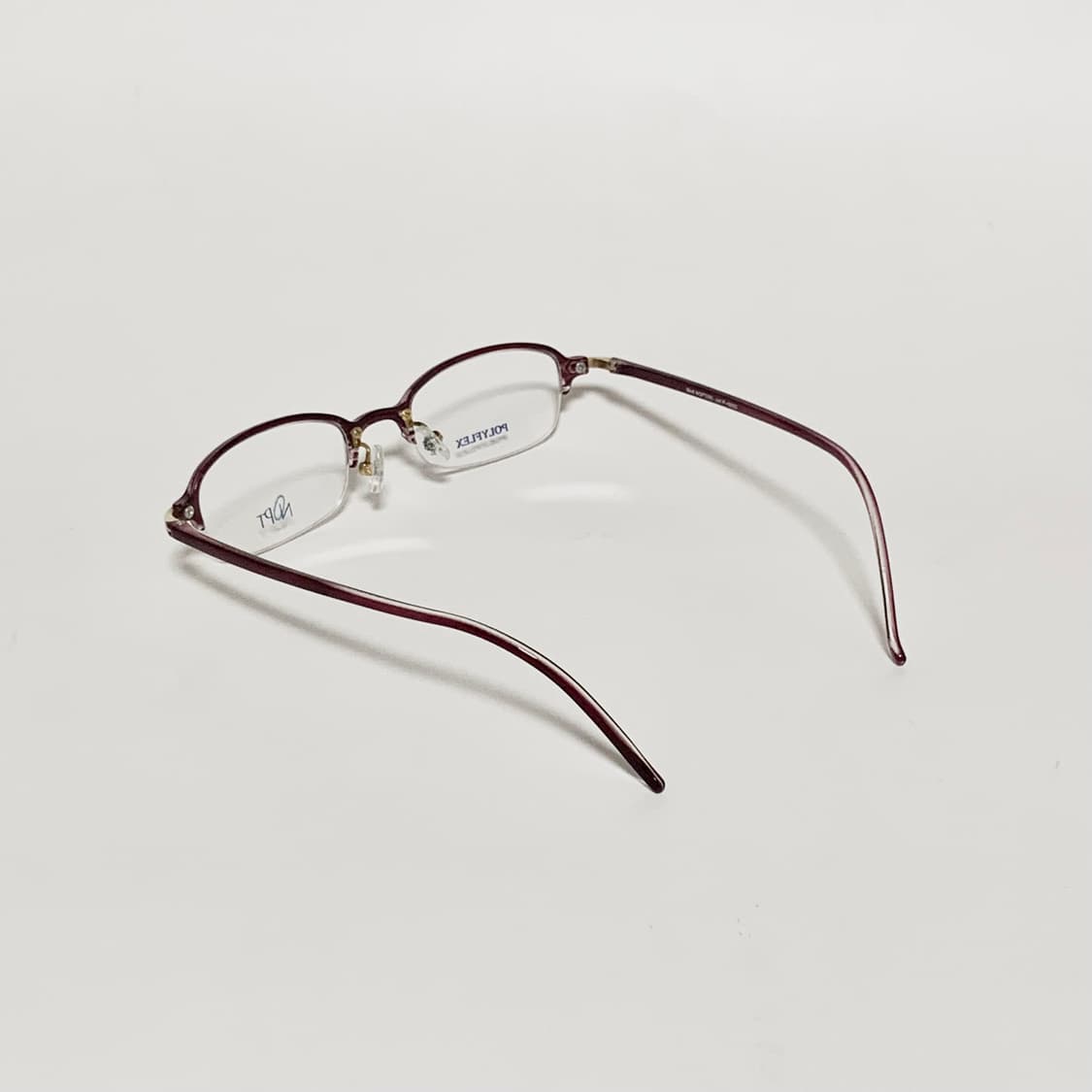 974 데드스탁 스퀘어 클리어 버건디 반무테 초경량 빈티지안경 상품이미지5